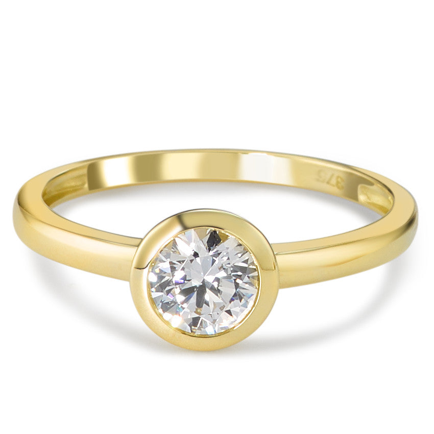 Solitaire ring 375/9K guld Zirconia hvid Ø6.7 mm