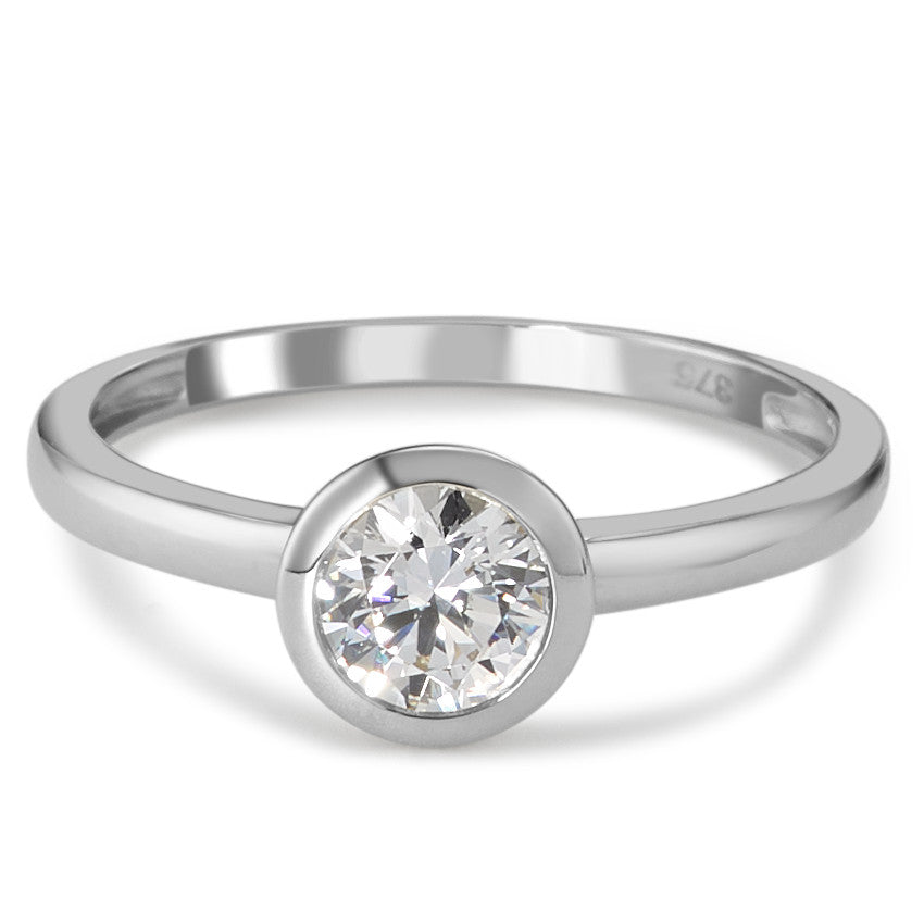 Solitaire ring 375/9K hvidguld Zirconia hvid Ø7 mm