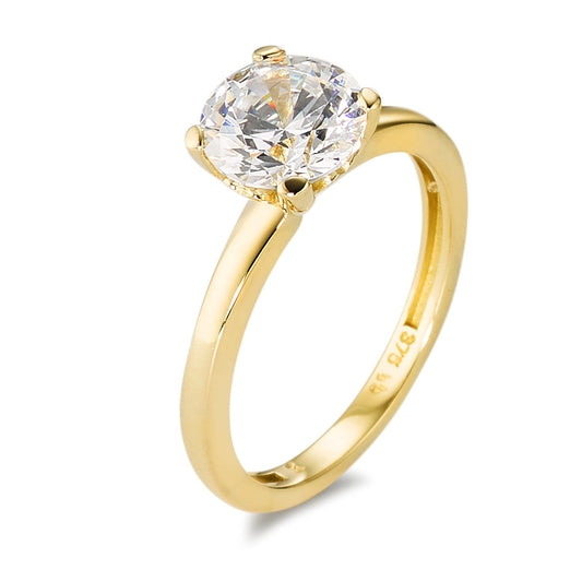 Solitaire ring 375/9K guld Zirconia hvid Ø7 mm