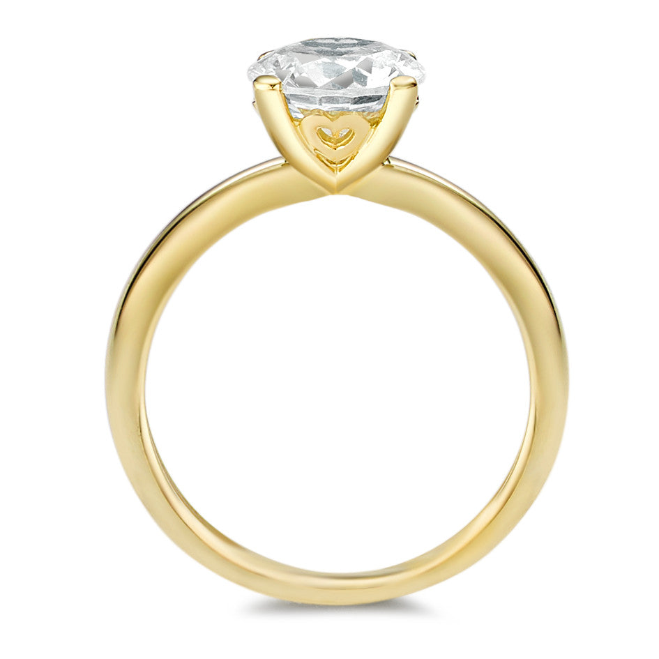 Solitaire ring 375/9K guld Zirconia hvid Ø7 mm