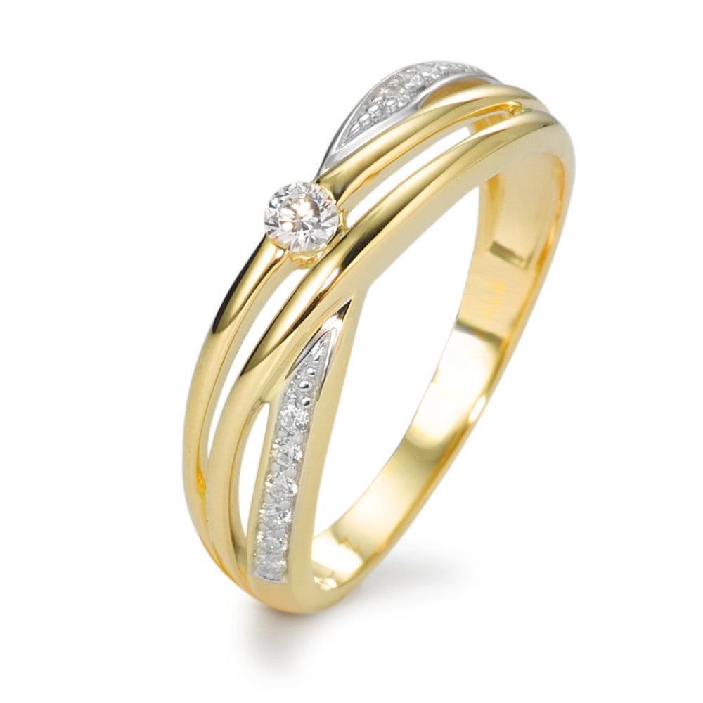 Ringe 375/9K guld Zirconia hvid , 13 Sten