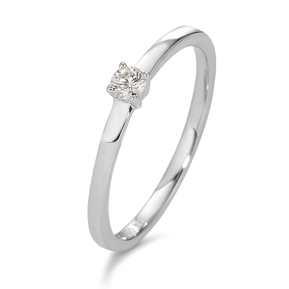 Solitaire ring 750/18K hvidguld Diamant hvid , 0.10 ct, [Brillant], w-si