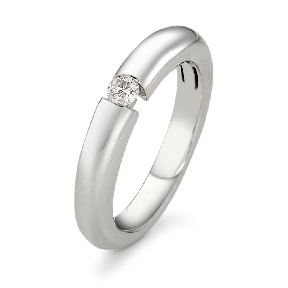 Solitaire ring 750/18K hvidguld Diamant hvid , 0.10 ct, [Brillant], w-si