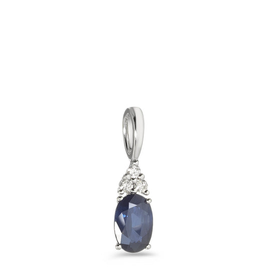 Vedhæng 375/9K hvidguld Safir blå , [oval], Diamant hvid , 0.04 ct, 2 Sten , p1