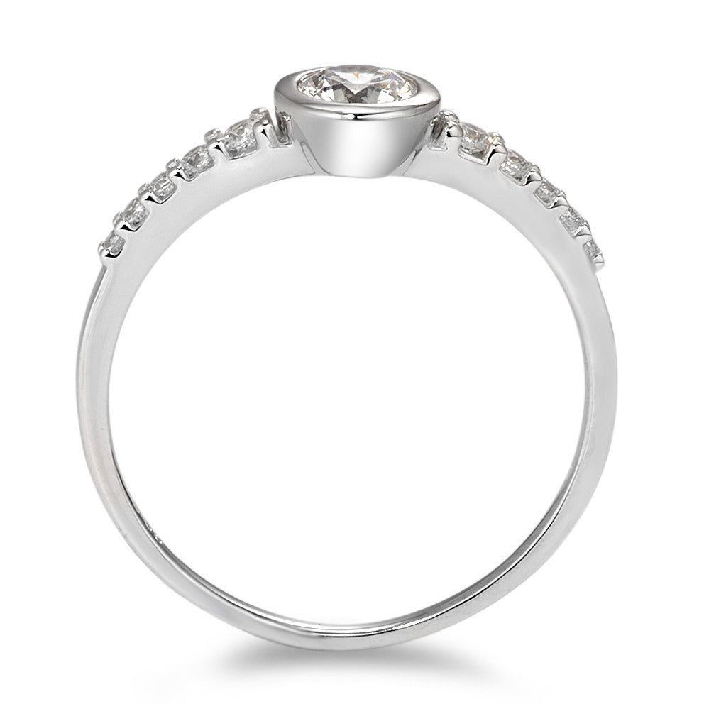 Solitaire ring 375/9K hvidguld Zirconia hvid , 11 Sten Ø5.8 mm