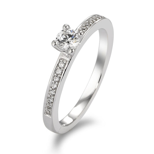 Solitaire ring 375/9K hvidguld Zirconia hvid , 17 Sten