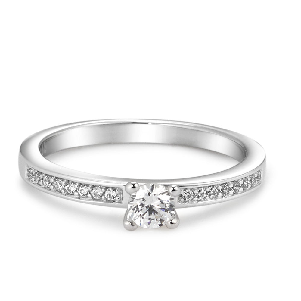 Solitaire ring 375/9K hvidguld Zirconia hvid , 17 Sten