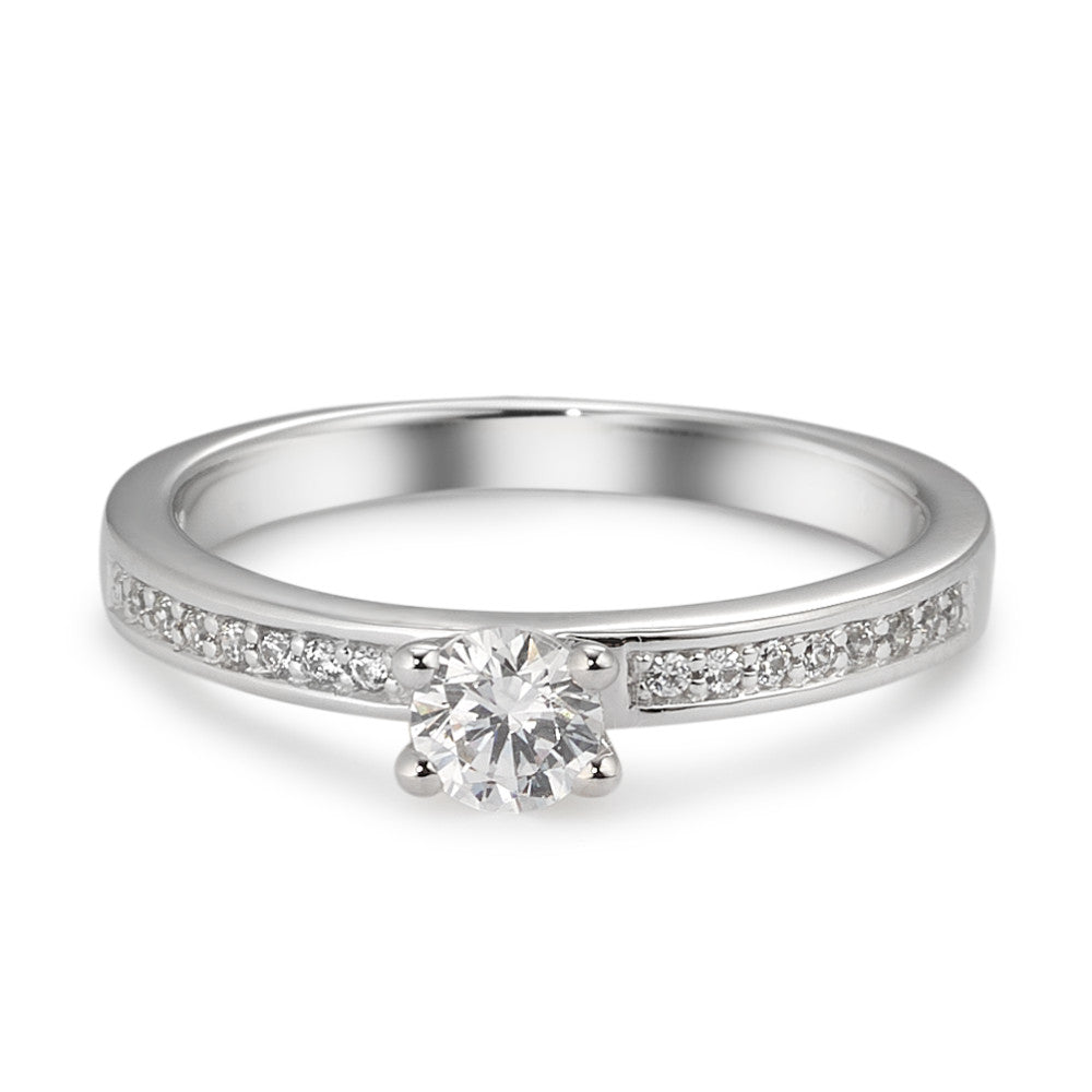 Solitaire ring 375/9K hvidguld Zirconia hvid , 17 Sten Ø4 mm