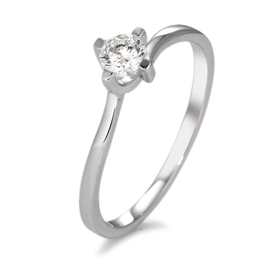 Solitaire ring 375/9K hvidguld Zirconia hvid Ø3.5 mm