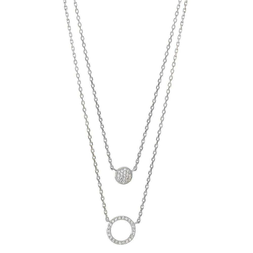 Collier Sølv Zirconia rhodineret 45 cm