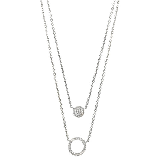 Collier Sølv Zirconia rhodineret 45 cm