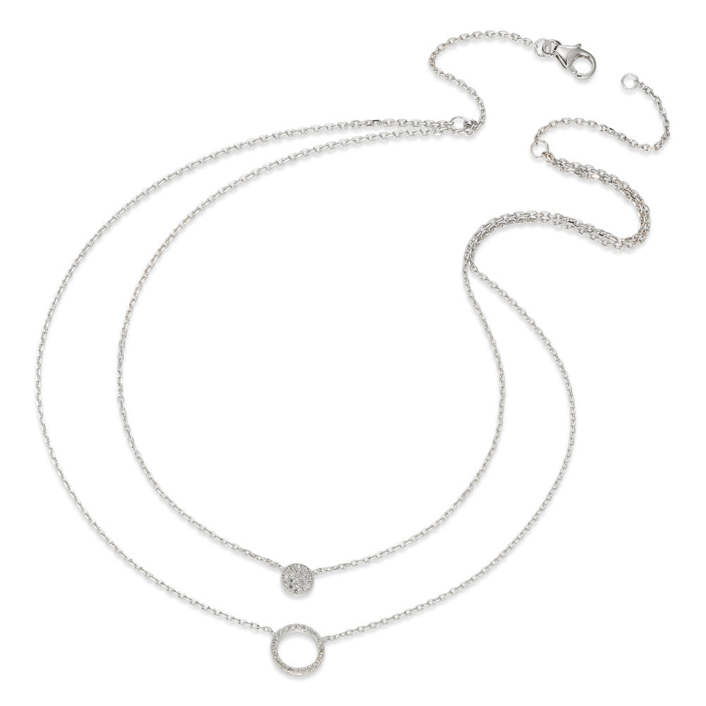 Collier Sølv Zirconia rhodineret 45 cm