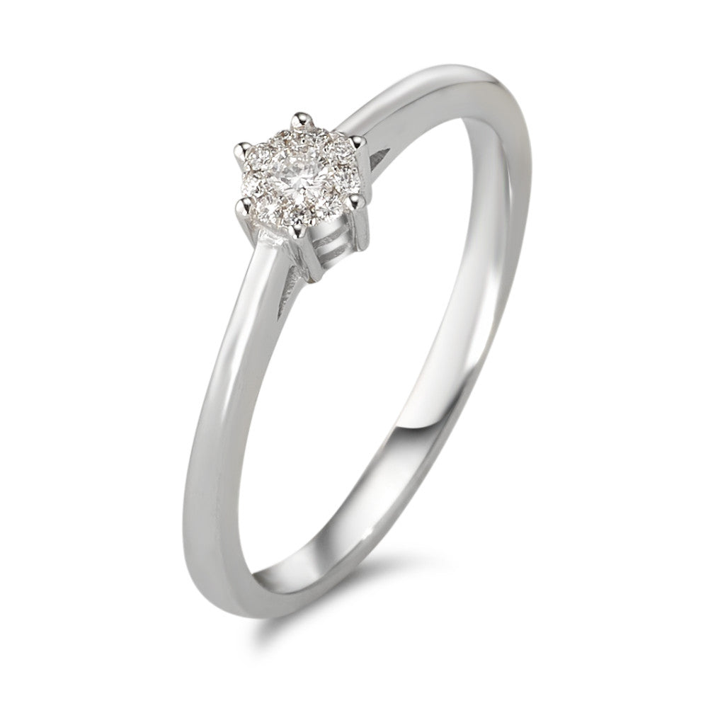 Solitaire ring 750/18K hvidguld Diamant 0.08 ct, 10 Sten , w-si