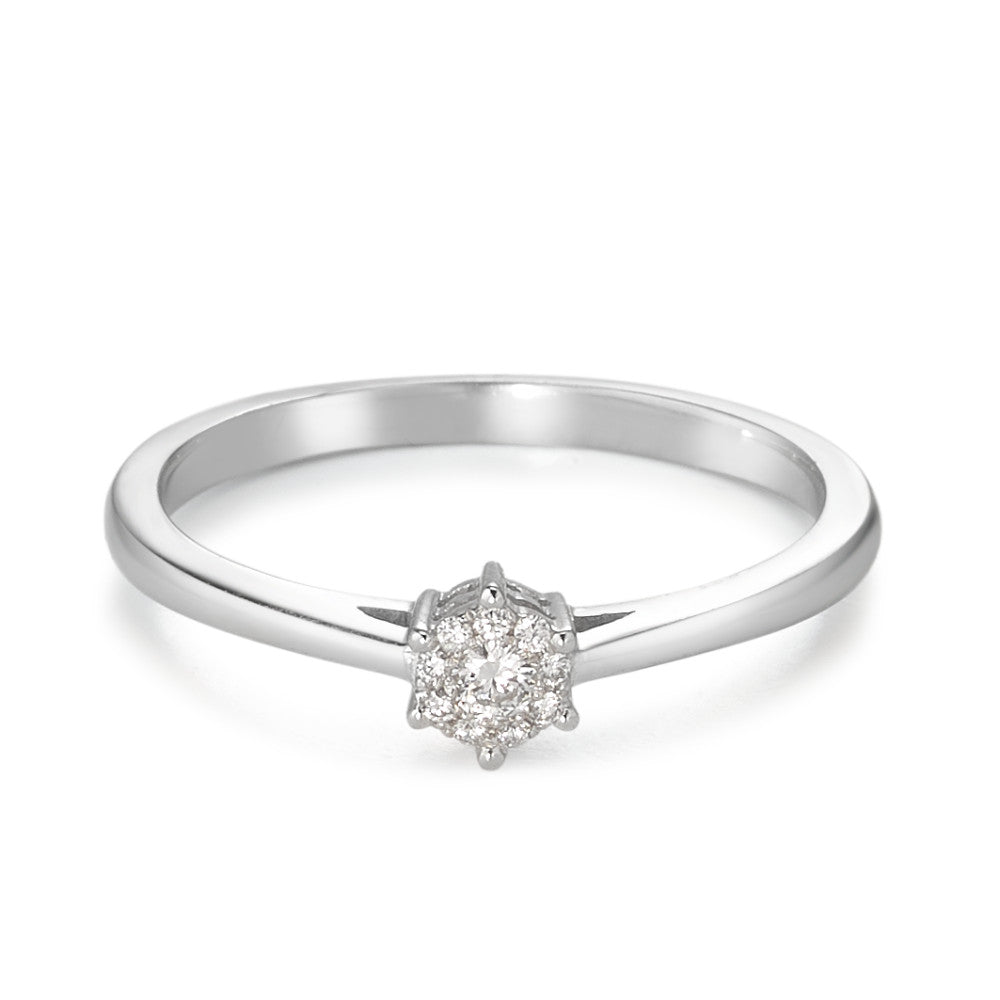 Solitaire ring 750/18K hvidguld Diamant 0.08 ct, 10 Sten , w-si