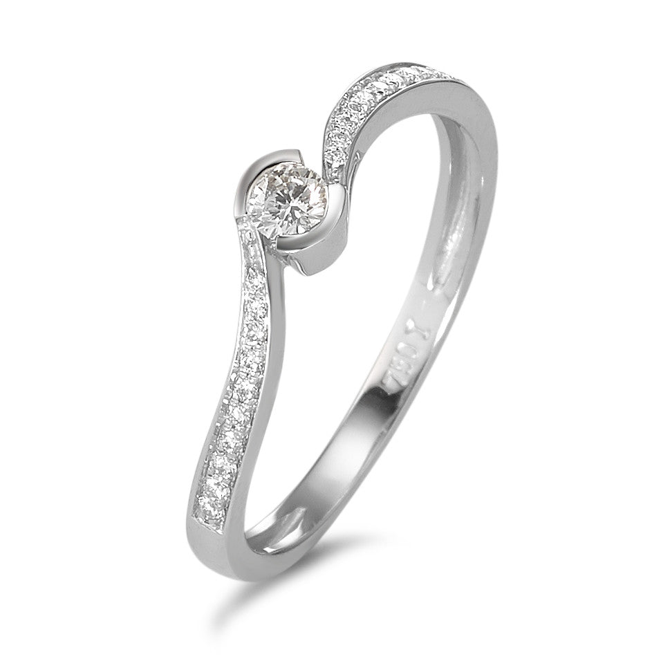 Fingerring 750/18K hvidguld Diamant 0.16 ct, 21 Sten , w-si