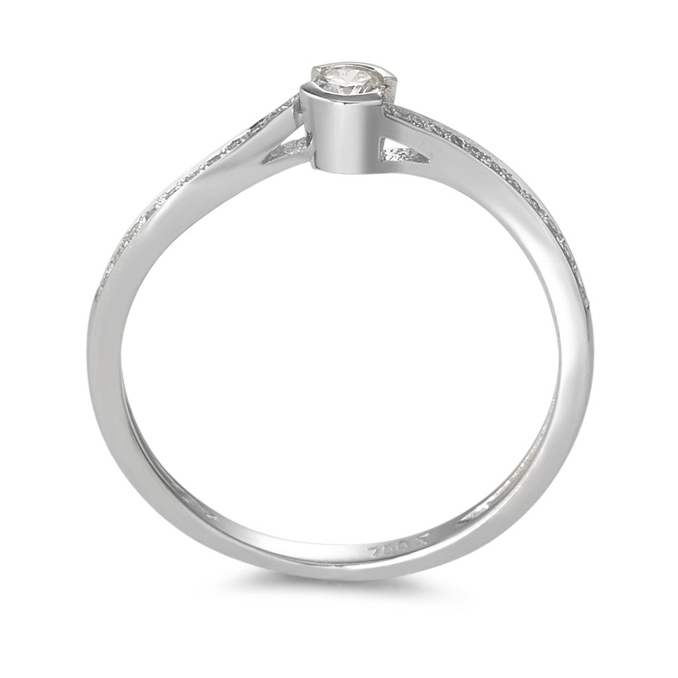 Fingerring 750/18K hvidguld Diamant 0.16 ct, 21 Sten , w-si