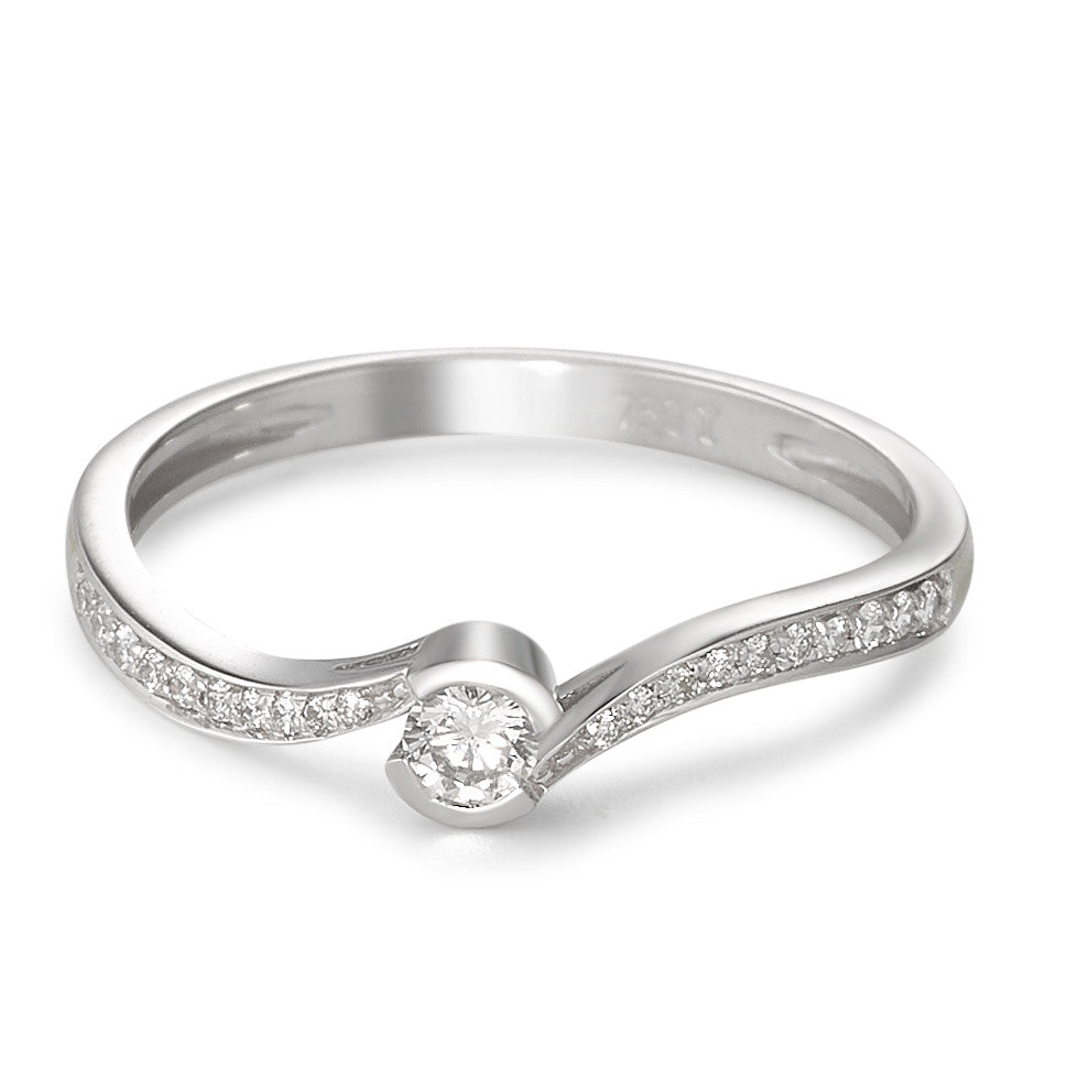 Fingerring 750/18K hvidguld Diamant 0.16 ct, 21 Sten , w-si