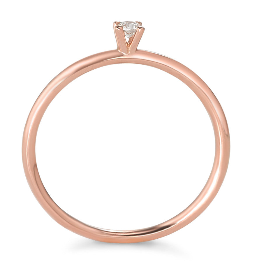 Solitaire ring 750/18K rødguld Diamant 0.05 ct, w-si