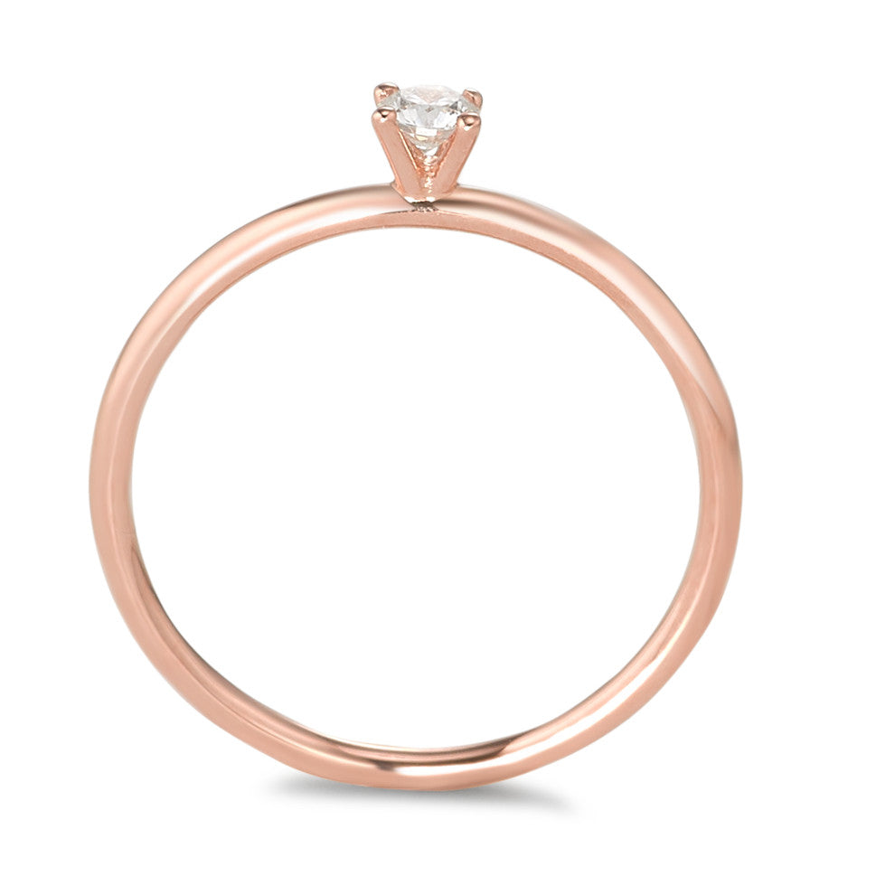 Solitaire ring 750/18K rødguld Diamant 0.10 ct, w-si