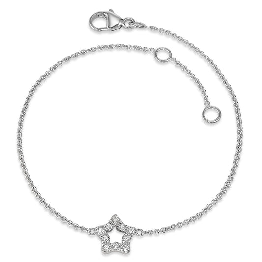 Armbånd 375/9K hvidguld Zirconia 10 Sten stjerne 15.5-17.5 cm