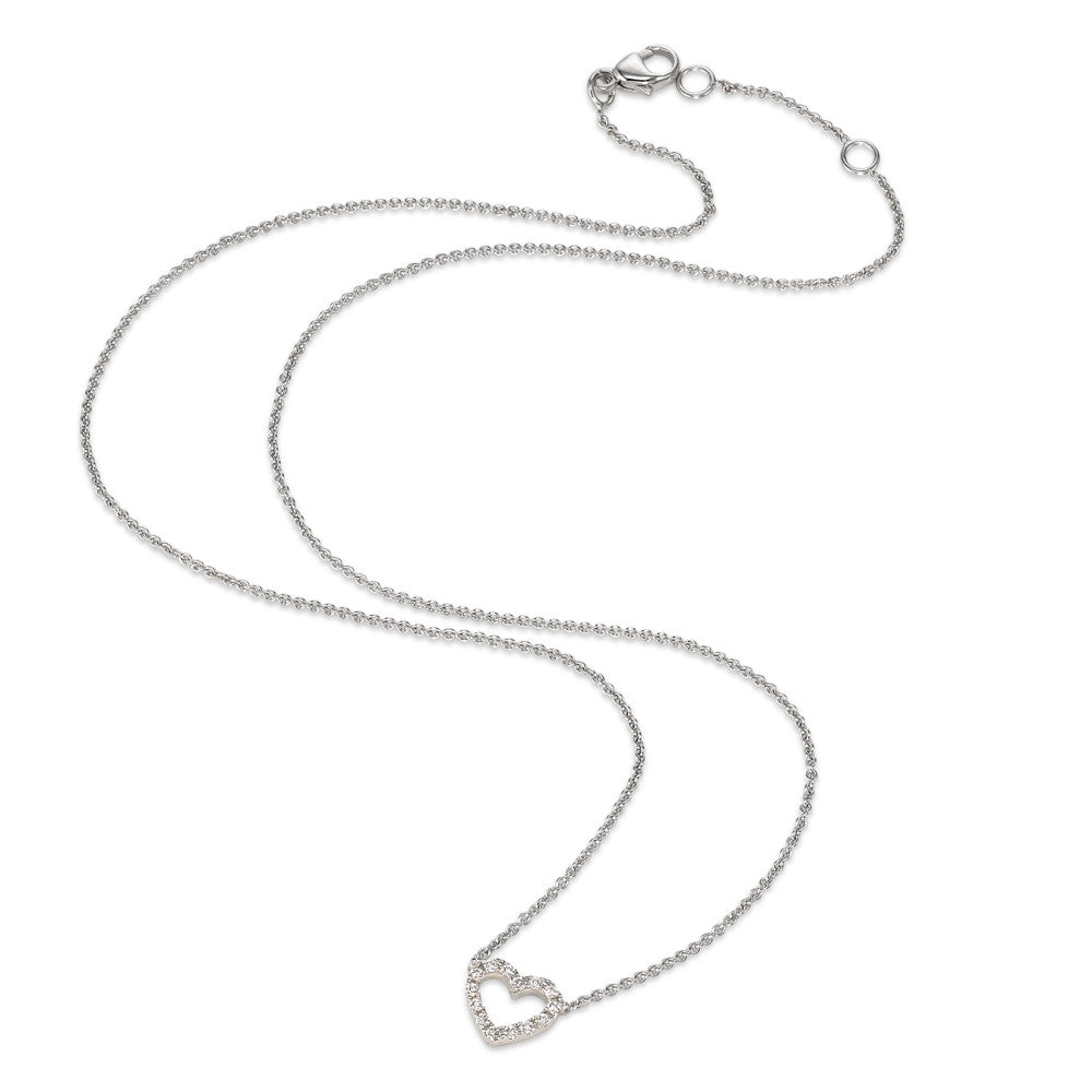 Collier 375/9K hvidguld Zirconia 14 Sten Hjerte 40-42 cm