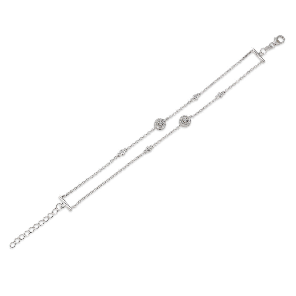 Armbånd Sølv Zirconia rhodineret 16-19 cm