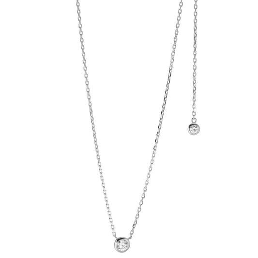 Collier Sølv Zirconia 2 Sten rhodineret 40-45 cm