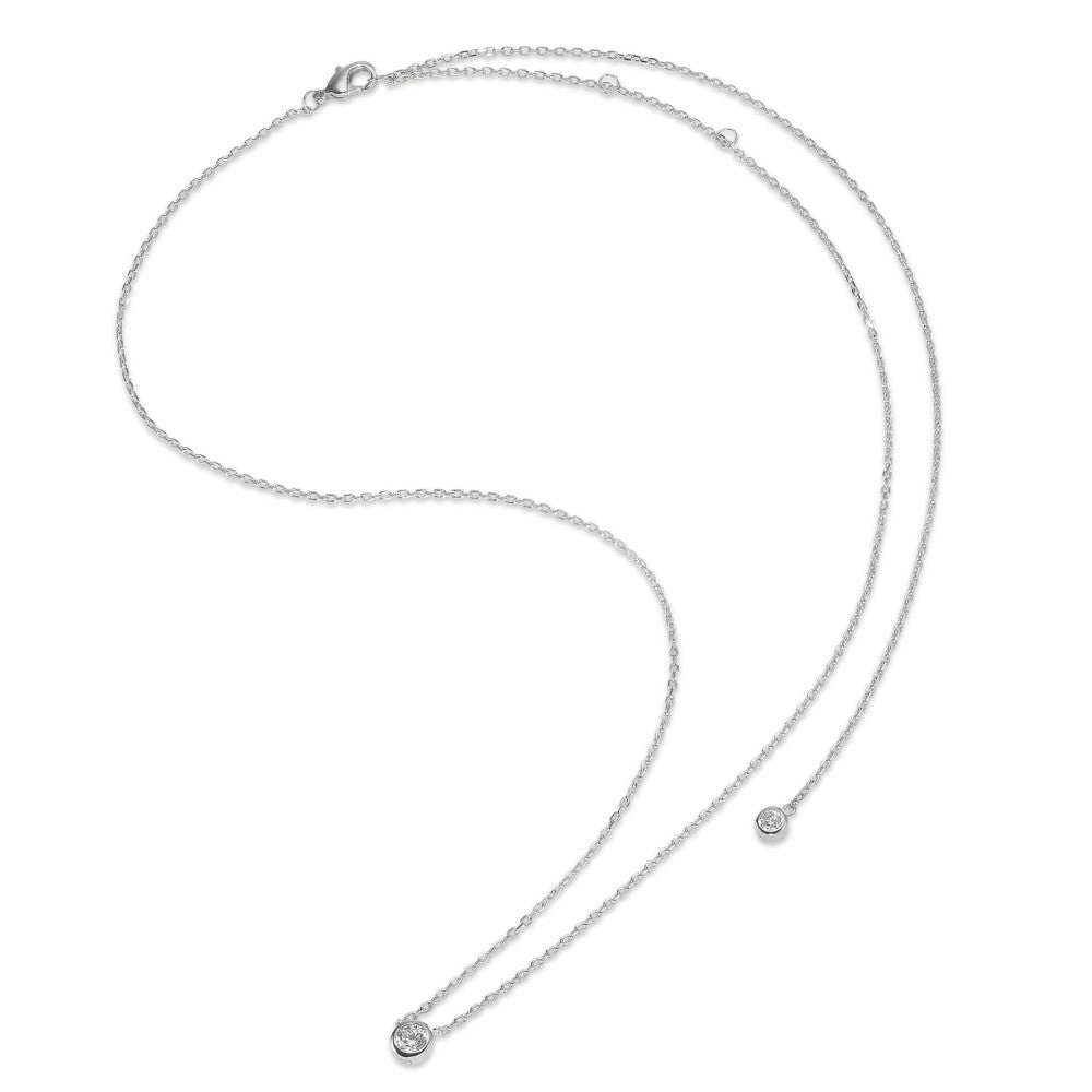 Collier Sølv Zirconia 2 Sten rhodineret 40-45 cm