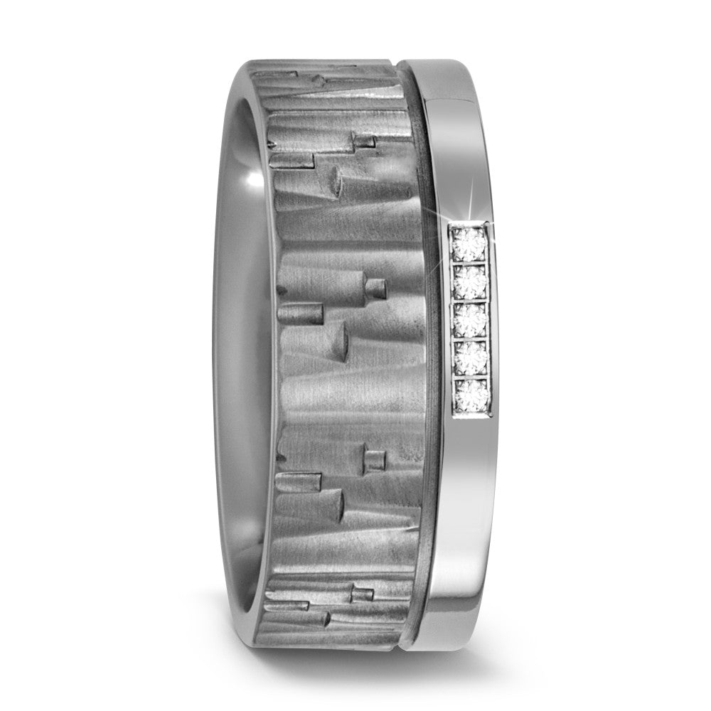 Partnerringe Titanium Diamant 0.05 ct, 5 Sten , w-si