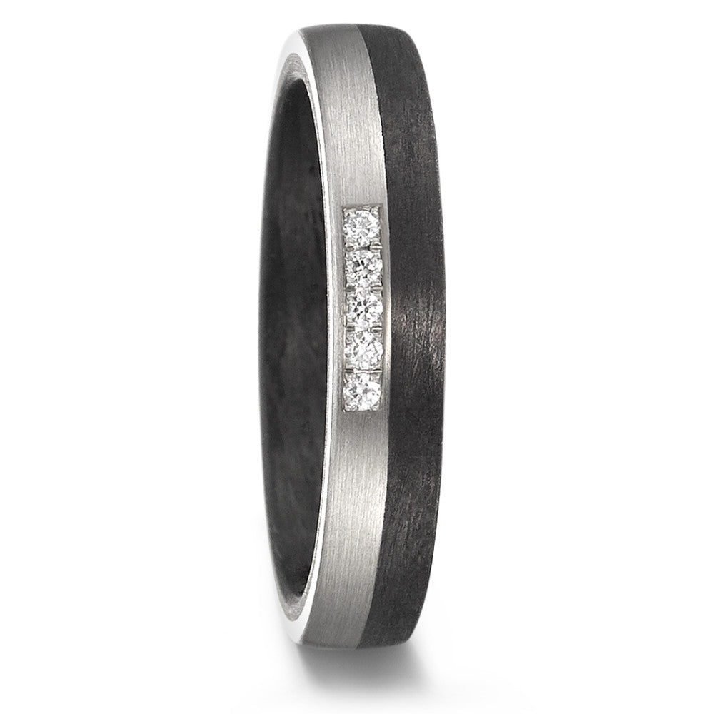 Partnerringe 500 palladium, Kulstof Diamant 0.05 ct, 5 Sten