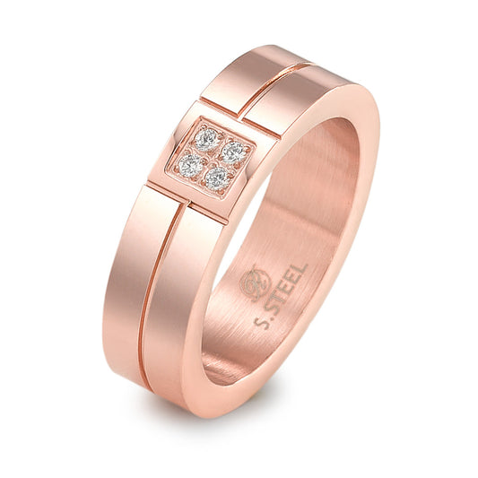 Ringe Rustfrit stål Zirconia 4 Sten rose IP belagt