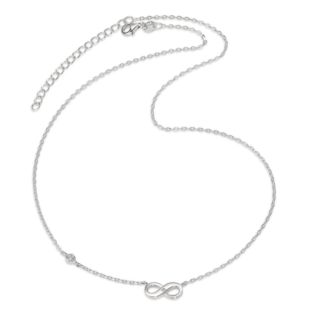 Collier Sølv Zirconia 2 Sten rhodineret Uendelighed 40-45 cm