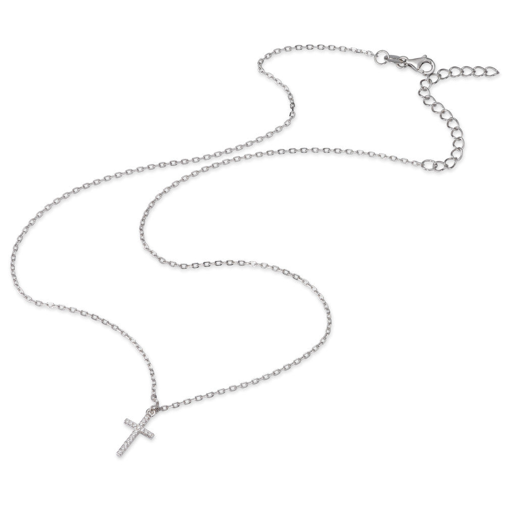 Collier Sølv Zirconia rhodineret Kryds 40-45 cm