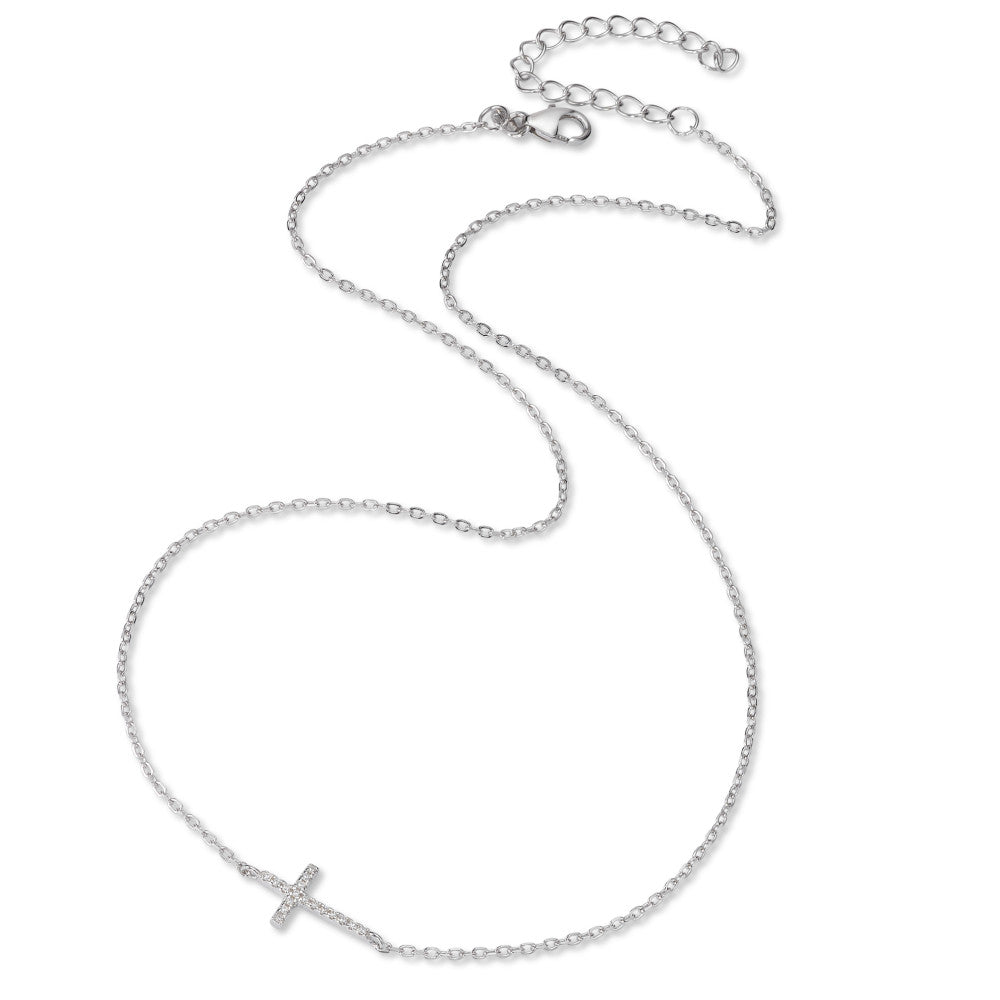 Collier Sølv Zirconia rhodineret Kryds 40-45 cm