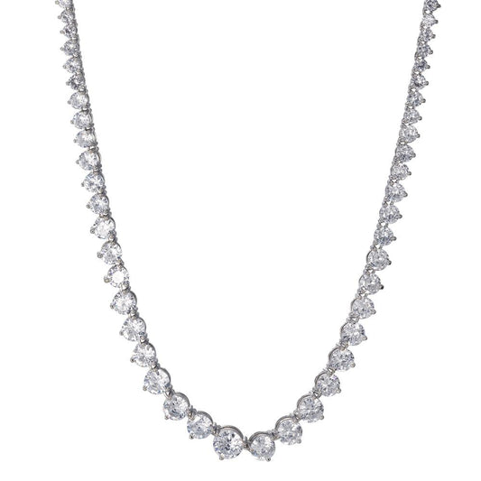 Collier Sølv Zirconia rhodineret 42 cm