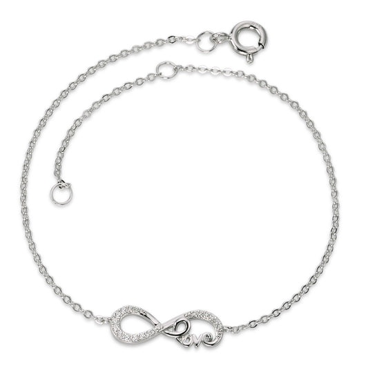 Armbånd Sølv Zirconia rhodineret Uendelighed 17-20 cm