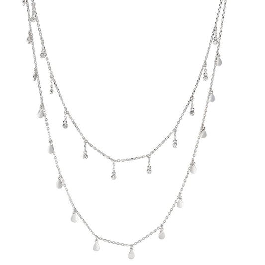 Collier Sølv Zirconia 12 Sten rhodineret 35-40 cm