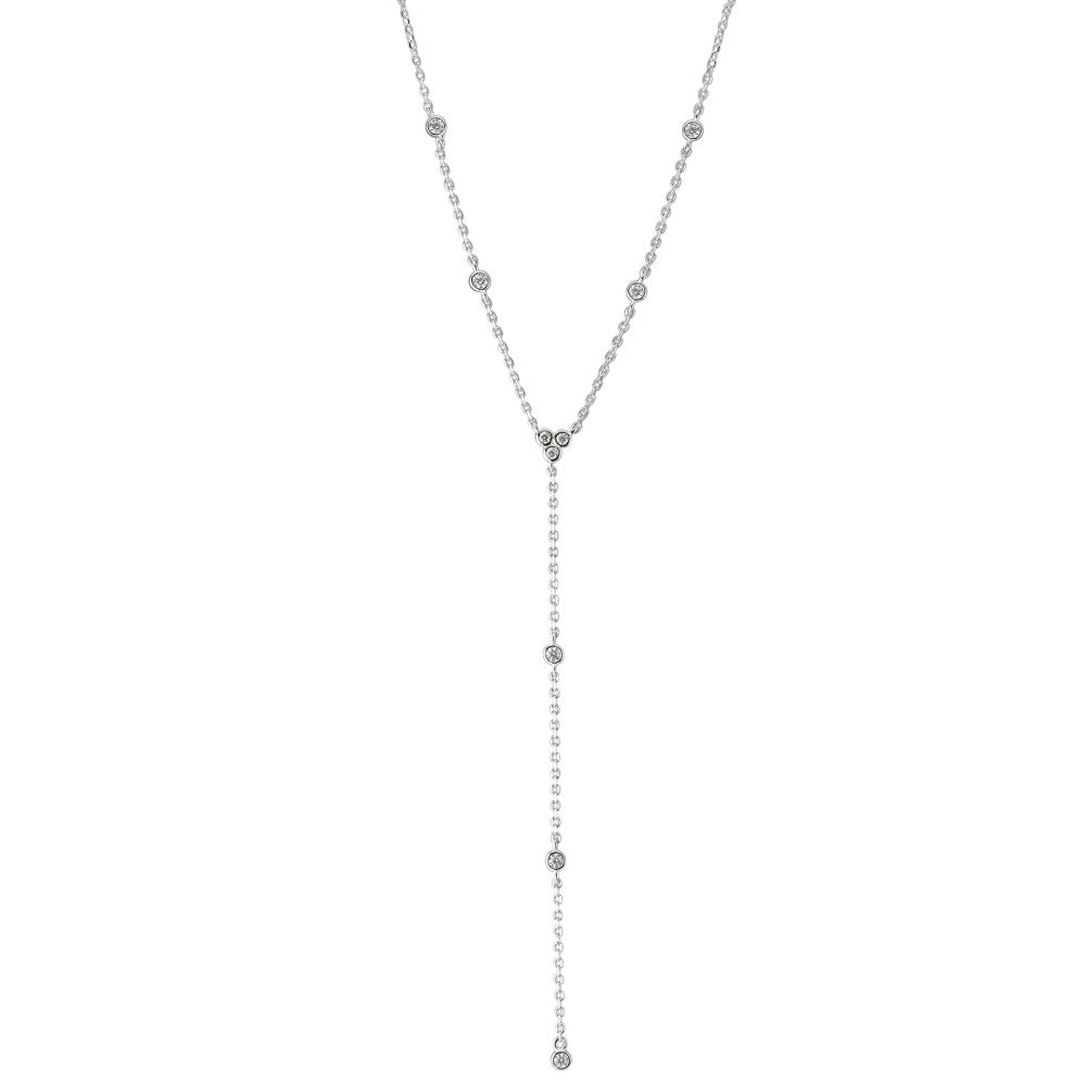 Collier Sølv Zirconia 14 Sten rhodineret 40-45 cm