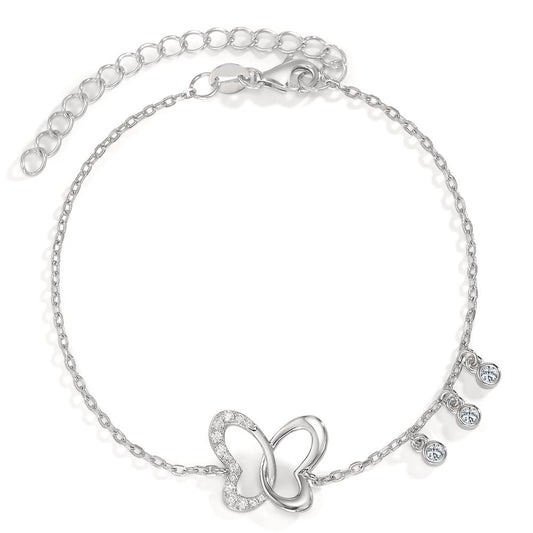 Armbånd Sølv Zirconia rhodineret sommerfugl 16-19 cm