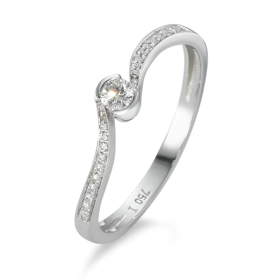 Fingerring 750/18K hvidguld Diamant 0.15 ct, 21 Sten , w-si