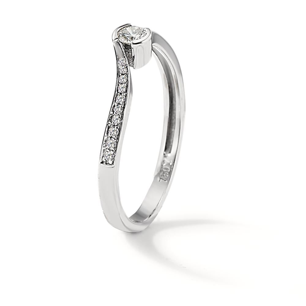 Fingerring 750/18K hvidguld Diamant 0.15 ct, 21 Sten , w-si