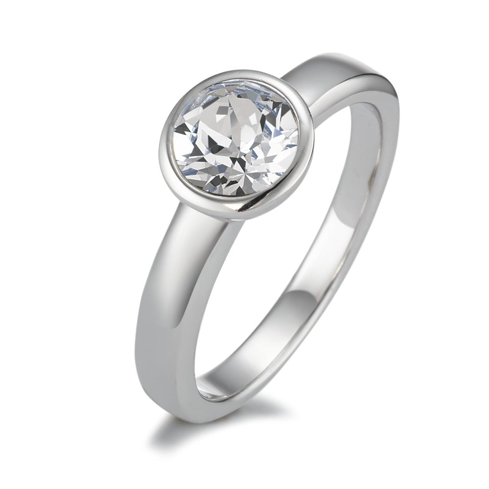 Solitaire ring Sølv Zirconia rhodineret Ø8 mm