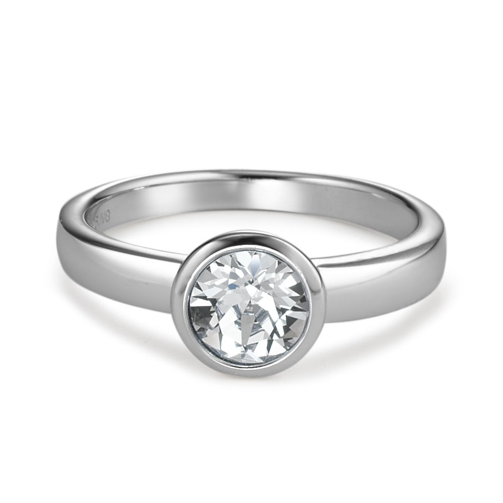 Solitaire ring Sølv Zirconia rhodineret Ø8 mm