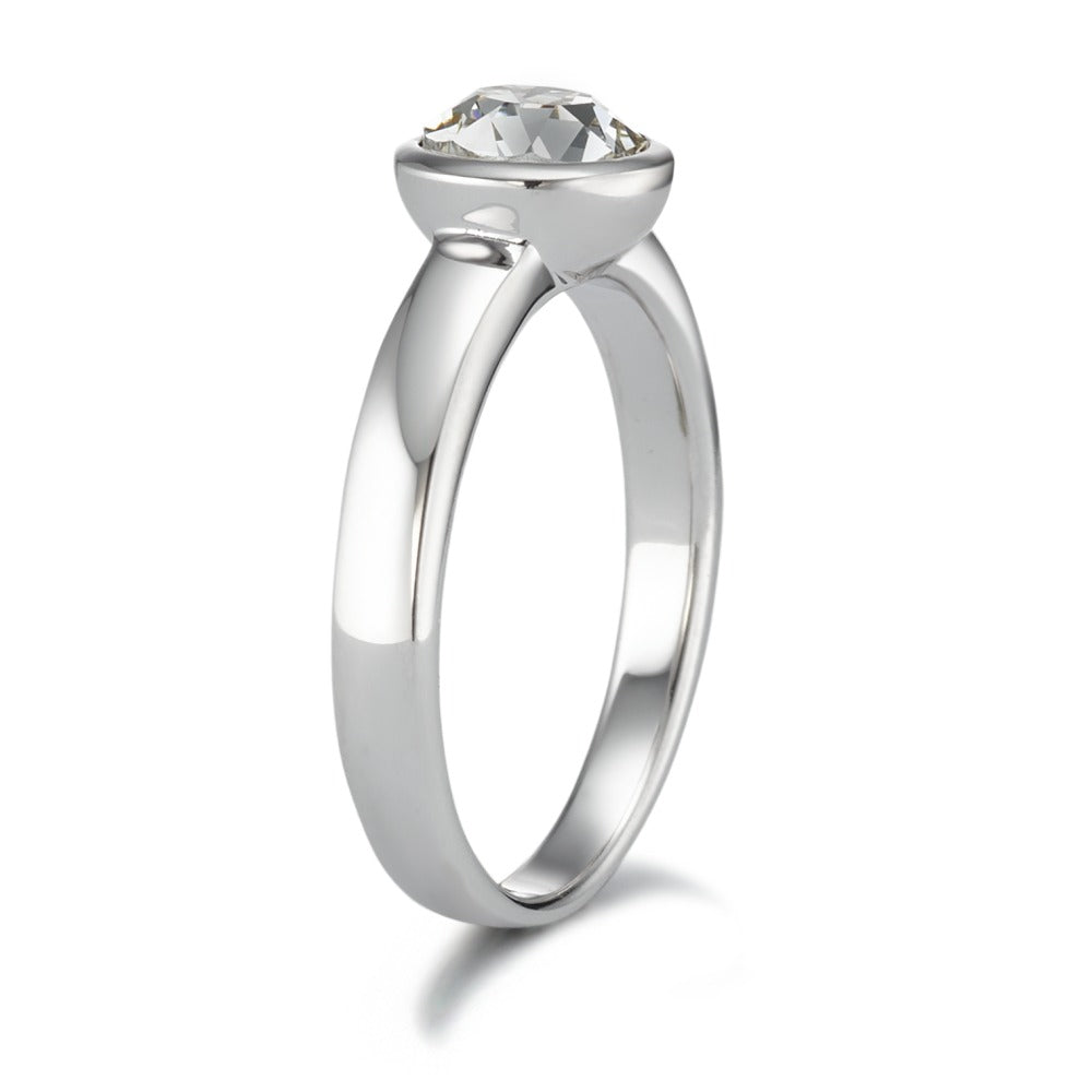 Solitaire ring Sølv Zirconia rhodineret Ø8 mm