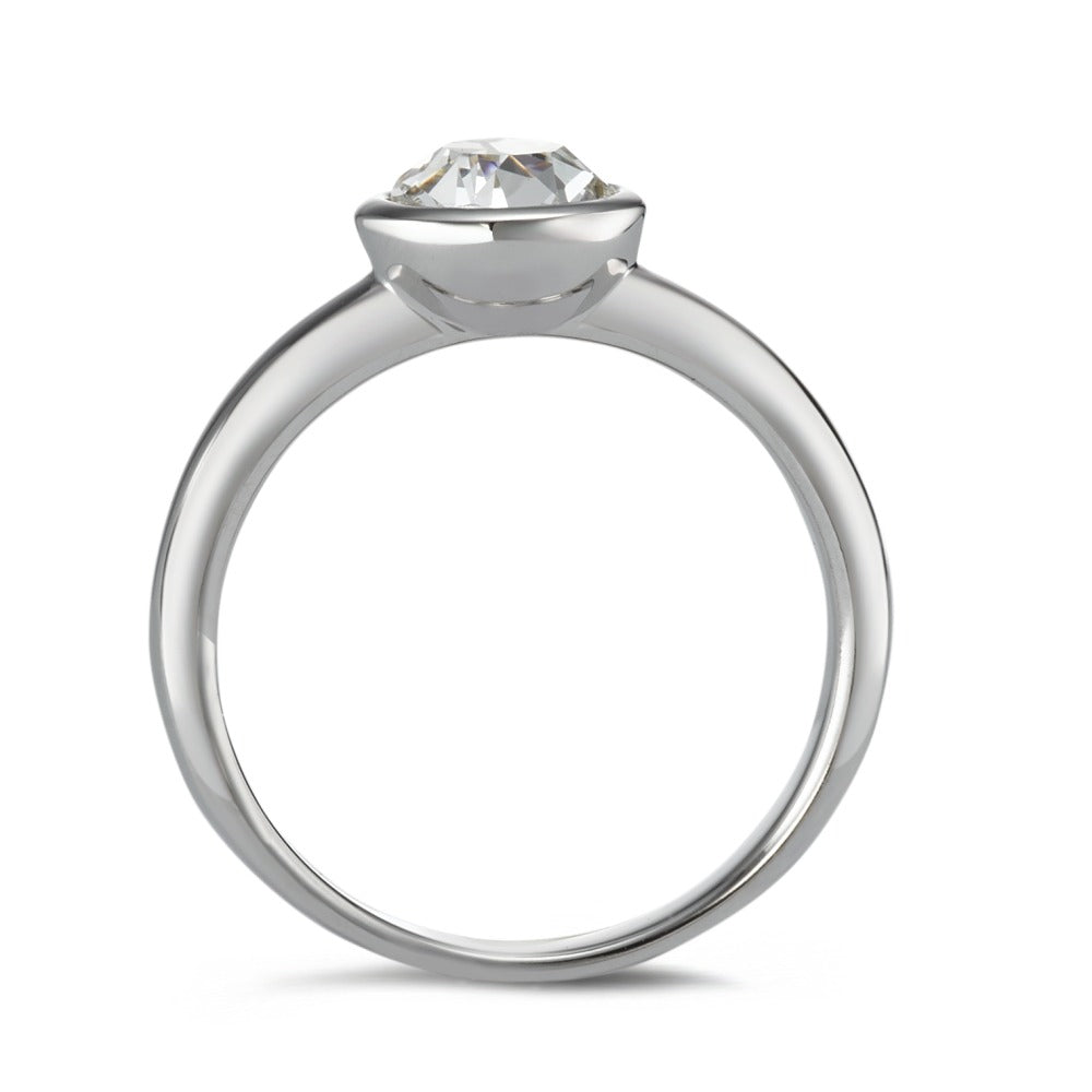 Solitaire ring Sølv Zirconia rhodineret Ø8 mm