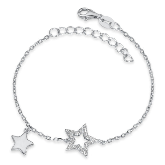 Armbånd Sølv Zirconia rhodineret stjerne 16-19 cm