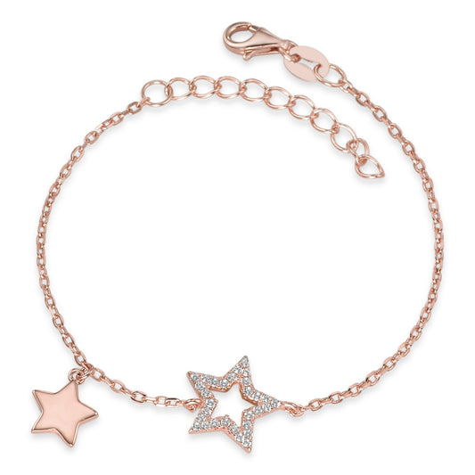 Armbånd Sølv Zirconia rose forgyldt stjerne 16-19 cm