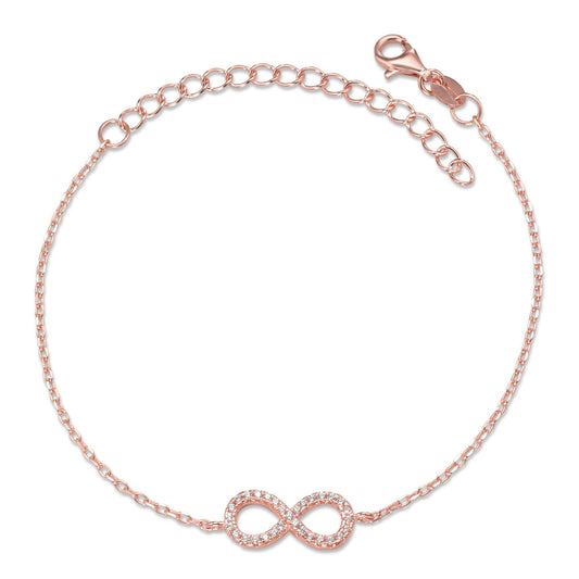 Armbånd Sølv Zirconia rose forgyldt Uendelighed 16-19 cm