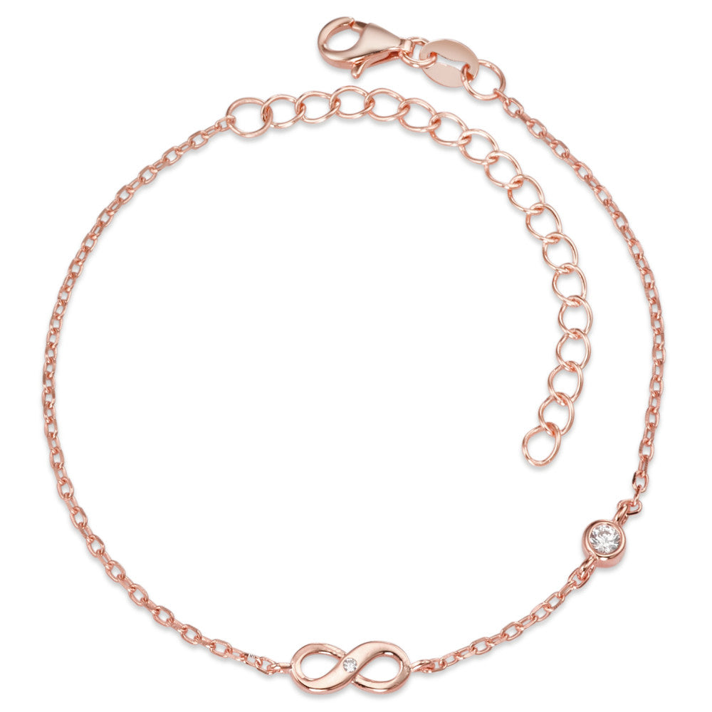 Armbånd Sølv Zirconia 2 Sten rose forgyldt Uendelighed 16-19 cm