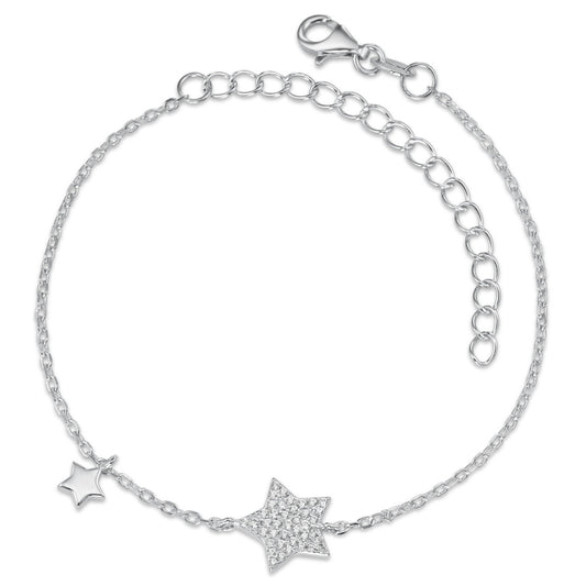 Armbånd Sølv Zirconia rhodineret stjerne 16-19 cm